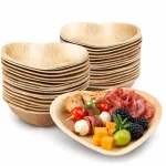 Heart-Shaped Palm Leaf Plates & Bowls | Romantic Eco-Friendly Tableware | 25 Pieces