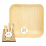 25-Piece Eco Party Bundle | Palm Leaf Plates, Cutlery & Napkins Set | Complete Party Pack