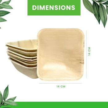 Premium Square Palm Leaf Bowls 14cm | Eco-Friendly Disposable Bowl